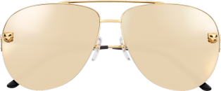 Panthère de Cartier sunglasses Metal, smooth golden finish, golden mirror lenses