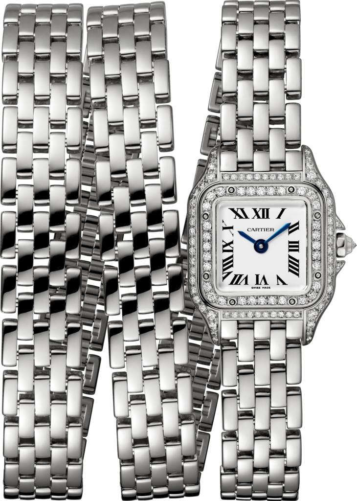 Panthère de Cartier watchMini model, quartz movement, white gold, diamonds