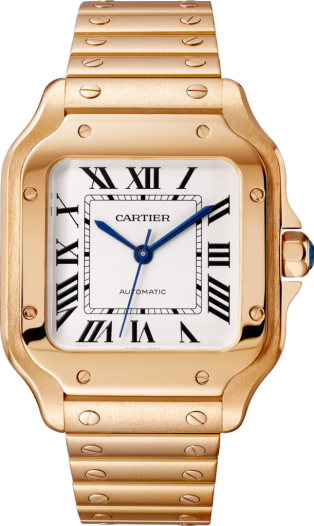 Santos de Cartier watch Medium model, automatic movement, rose gold, interchangeable metal and leather bracelets