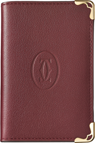 Card Holder, Must de Cartier Burgundy calfskin, golden finish