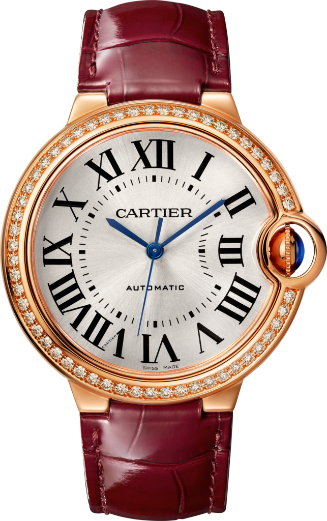 Ballon Bleu de Cartier watch36mm, automatic movement, rose gold, diamonds, leather