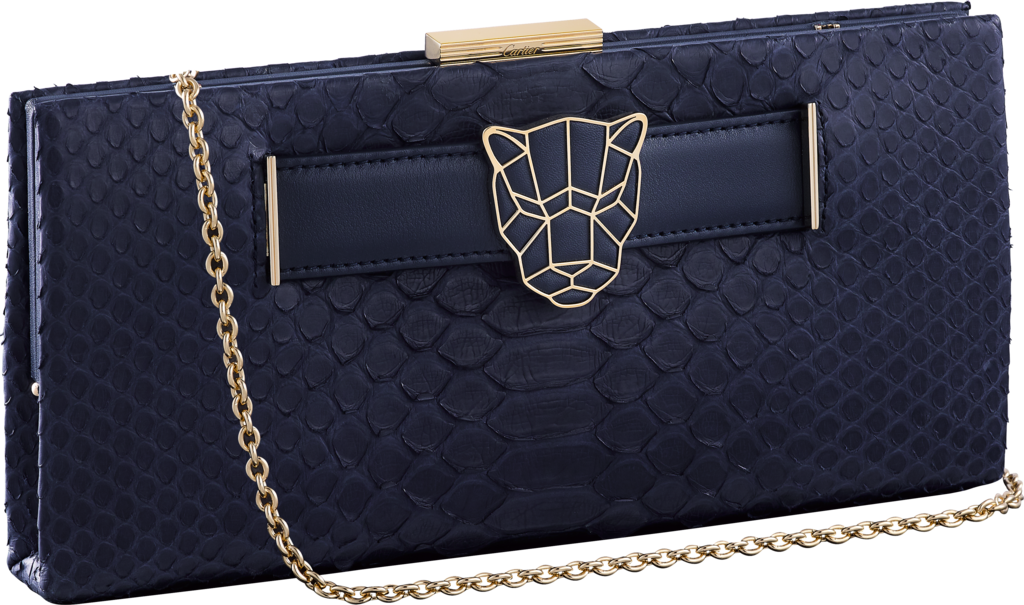 Panthère de Cartier clutch bagMidnight blue python skin, gold finish