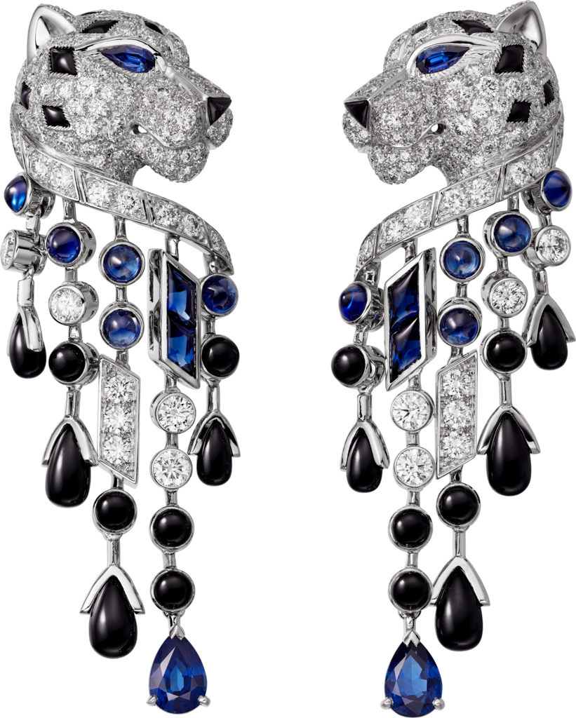 Panthère de Cartier earringsWhite gold, sapphires, onyx, diamonds