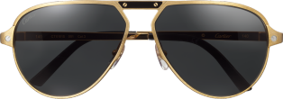 Santos de Cartier sunglasses Black lacquer temples and bridge, champagne golden-finish metal, grey polarised lenses