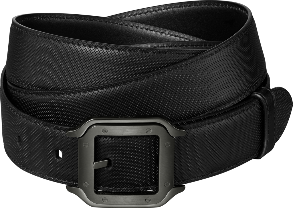 Belt, Santos de CartierBlack cowhide, black PVD-finish buckle