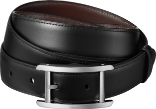 Belt, Tank de Cartier Black cowhide, palladium-finish buckle