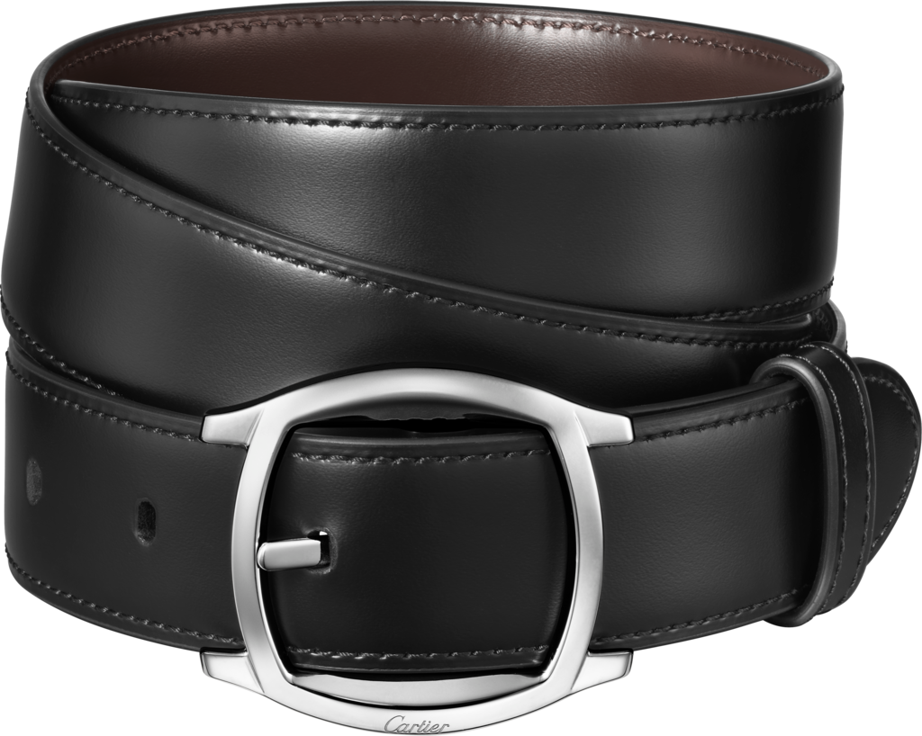 Belt, Drive de CartierBlack cowhide, palladium-finish buckle