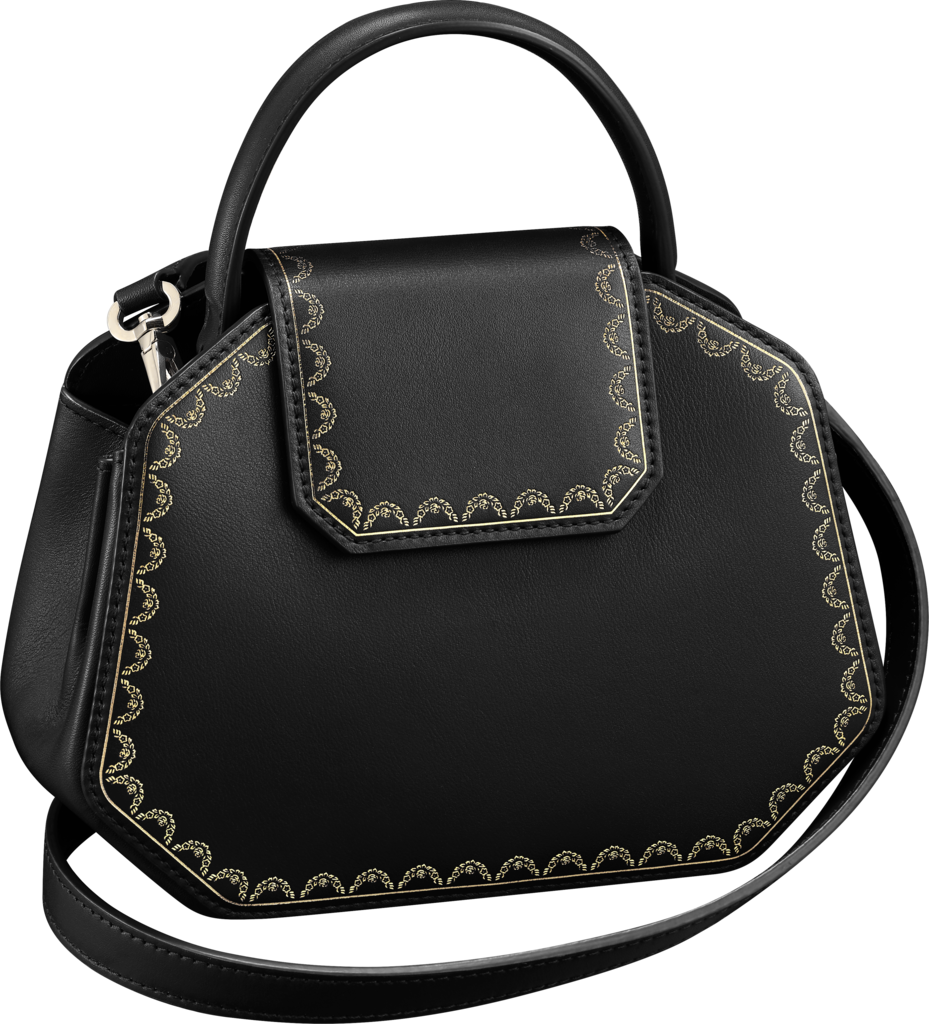 Top Handle Bag, Mini, Guirlande de CartierBlack calfskin, golden finish