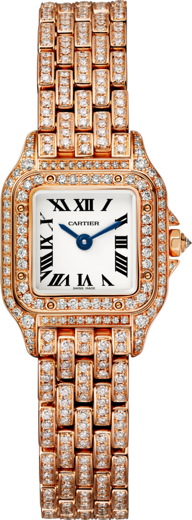 Panthère de Cartier watchMini model, quartz movement, rose gold, diamonds