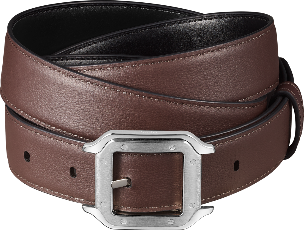 Belt, Santos de CartierBlack cowhide, palladium-finish buckle