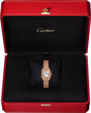 Panthère de Cartier watch Mini model, quartz movement, rose gold, diamonds