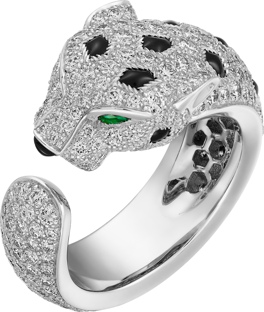 Panthère de Cartier ringWhite gold, emeralds, onyx, diamonds