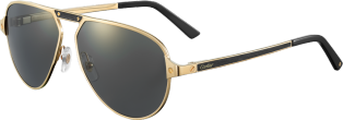 Santos de Cartier sunglasses Brushed champagne golden-finish metal, grey polarised lenses with golden flash