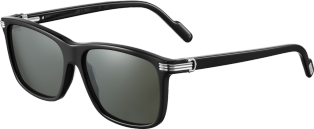 Première de Cartier sunglasses Black composite, smooth platinum-finish metal, grey polarised lenses