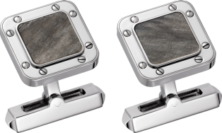 Santos de Cartier cufflinks Sterling silver, palladium finish, obsidian