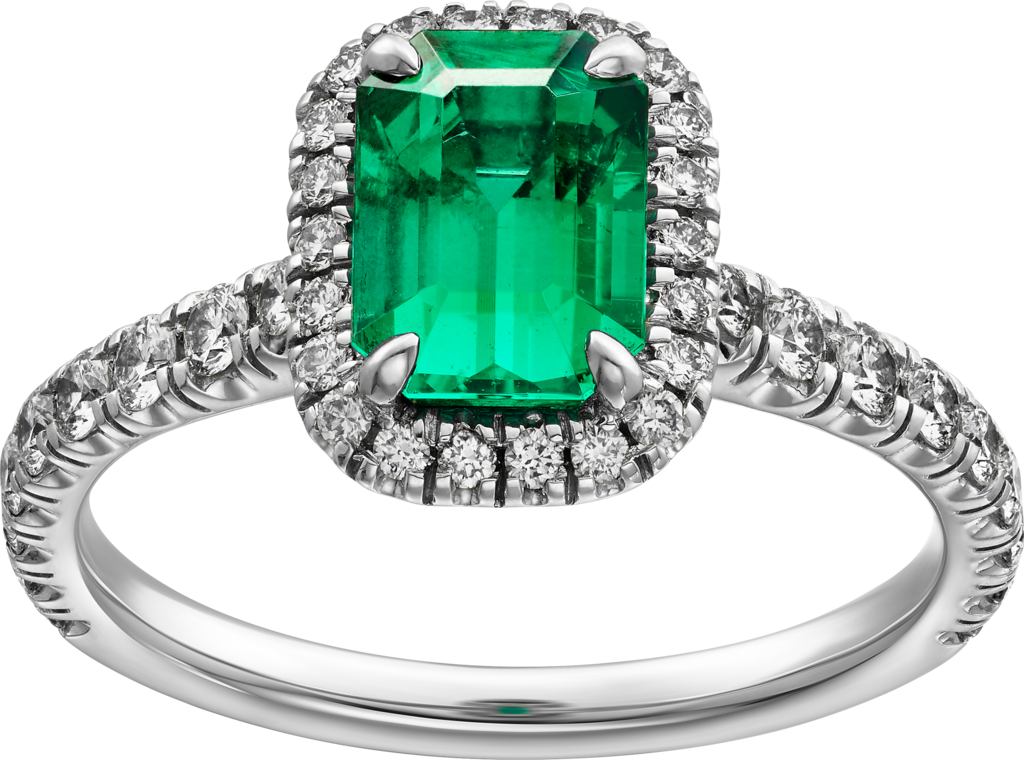 Cartier Destinée Solitaire with coloured stonePlatinum, emerald, diamonds