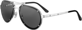 Santos de Cartier sunglasses Smooth and brushed platinum-finish metal, grey lenses