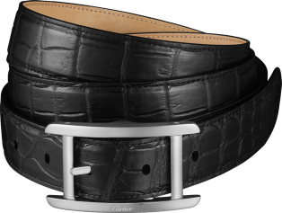 Belt, Tank Black crocodile skin, palladium-finish buckle