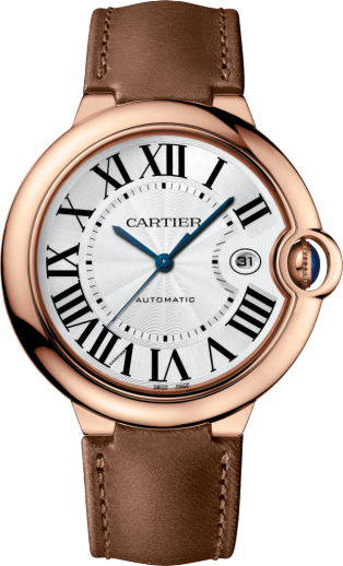 Ballon Bleu de Cartier watch 42mm, automatic movement, rose gold, leather