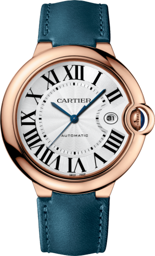 Ballon Bleu de Cartier watch 42mm, automatic movement, rose gold, leather