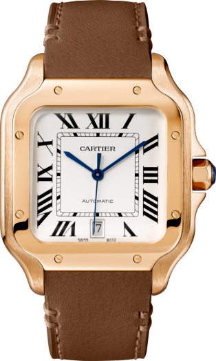 Santos de Cartier watch Large model, automatic movement, rose gold, 2 interchangeable leather bracelets