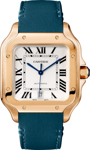 Santos de Cartier watch Large model, automatic movement, rose gold, 2 interchangeable leather bracelets