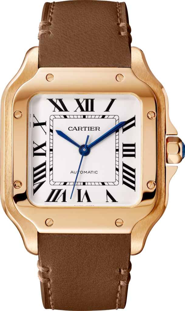 Santos de Cartier watchMedium model, automatic movement, rose gold, 2 interchangeable leather bracelets