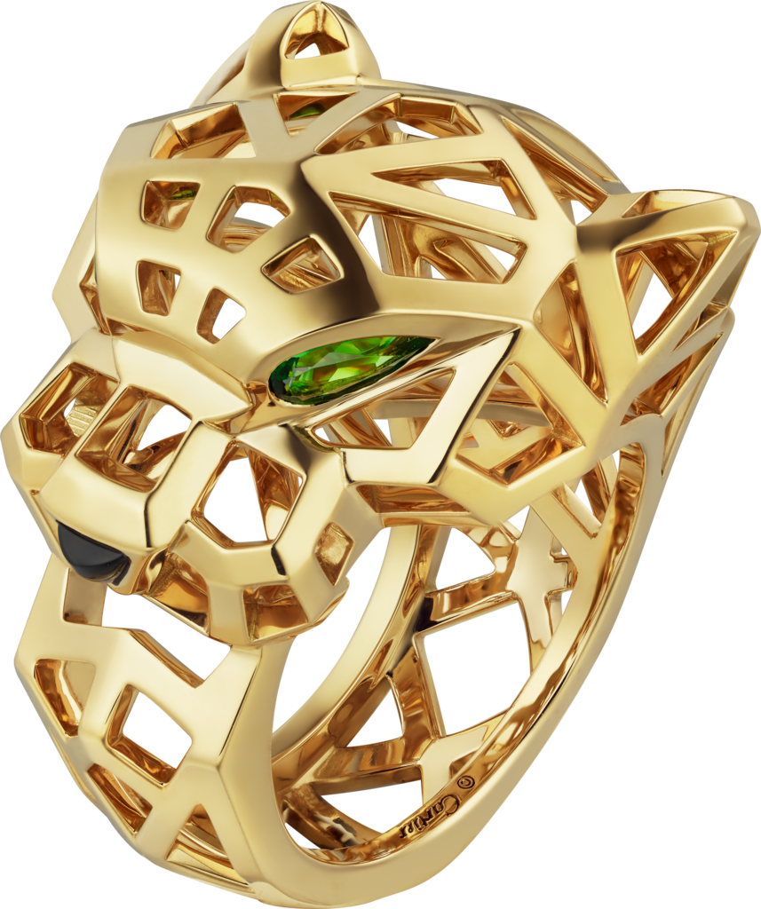 Panthère de Cartier ringYellow gold, onyx, tsavorite garnets