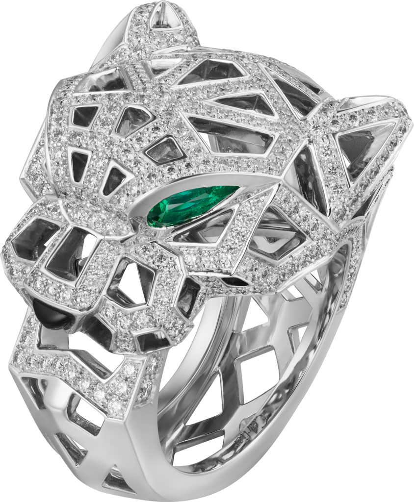 Panthère de Cartier ringWhite gold, onyx, emeralds, diamonds