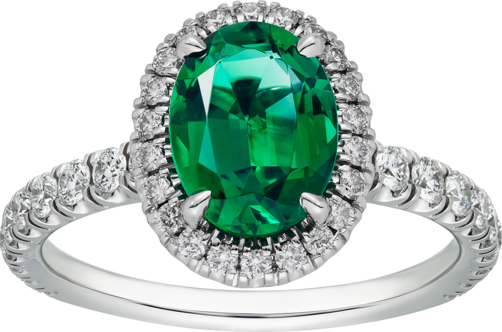 Cartier Destinée Solitaire with coloured stonePlatinum, emerald, diamonds