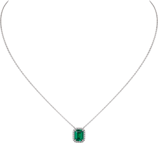 Cartier Destinée necklace with coloured stone White gold, emerald, diamonds