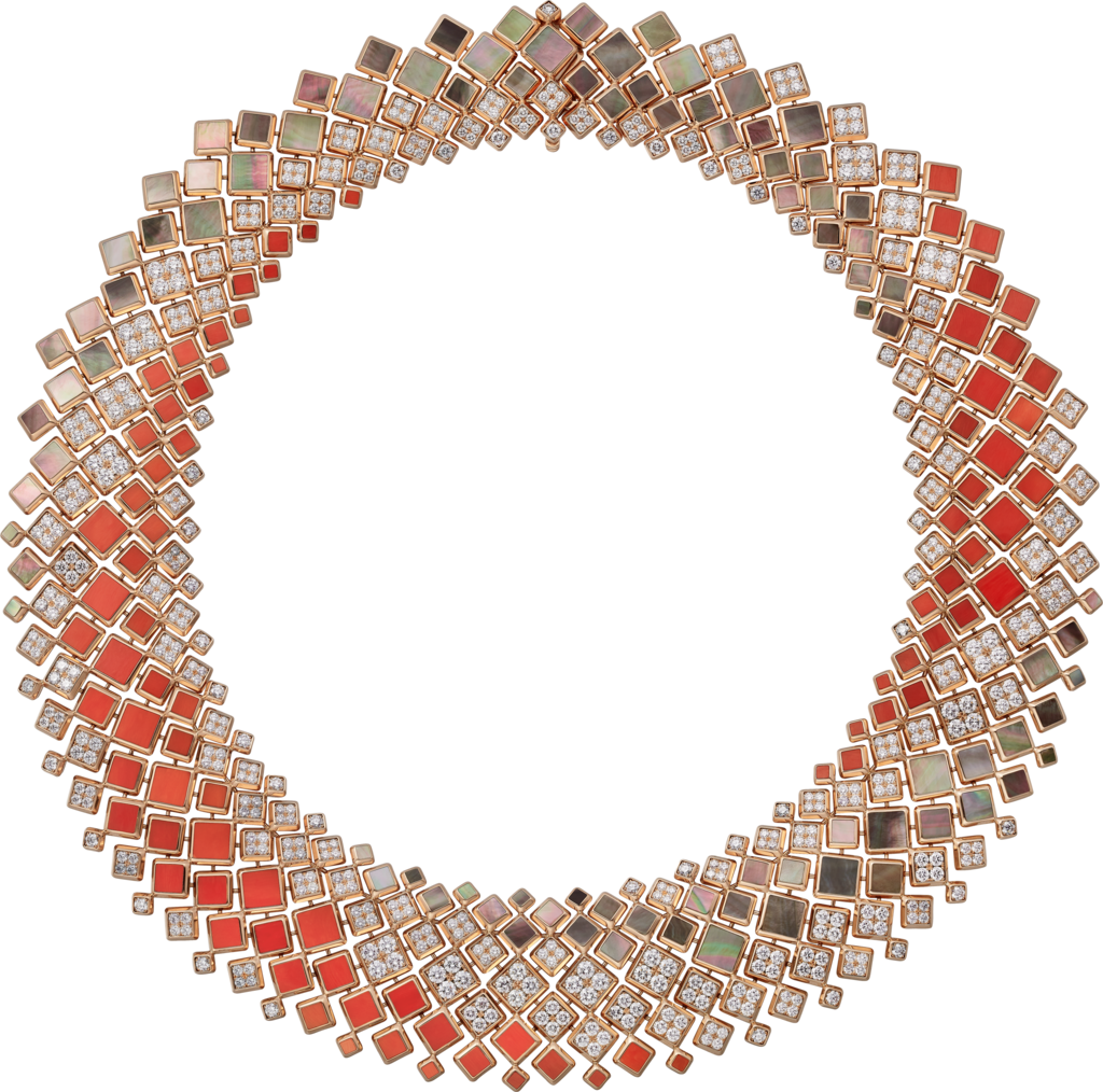 [Sur]naturel necklaceRose gold, grey mother-of-pearl, coral, diamonds