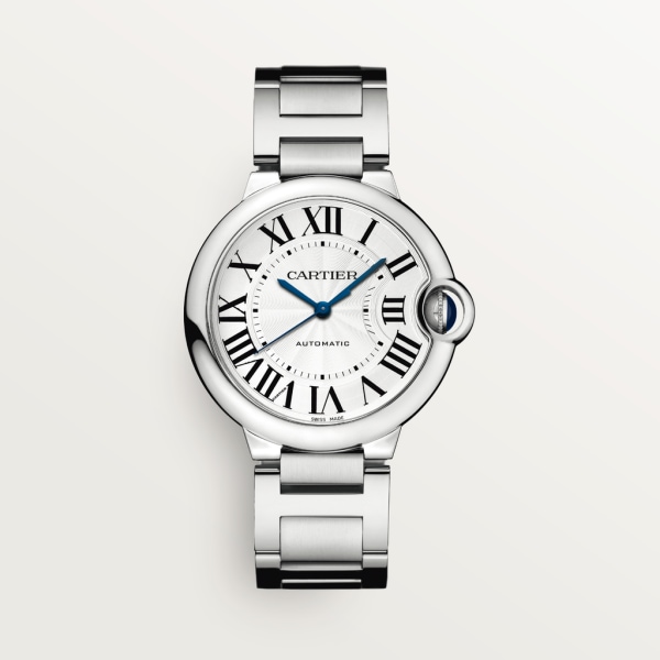 Ballon Bleu de Cartier watch 36 mm, mechanical movement with automatic winding, steel