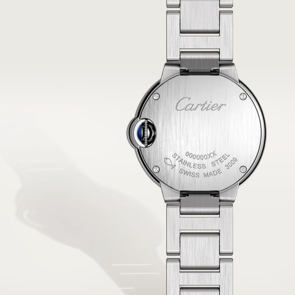 Ballon Bleu de Cartier watch 28mm, quartz movement, steel