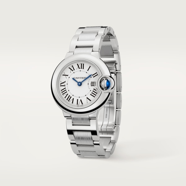 Ballon Bleu de Cartier watch 28mm, quartz movement, steel