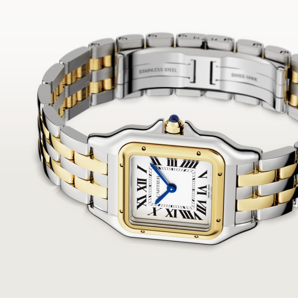 Panthère de Cartier watch Medium model, quartz movement, yellow gold, steel