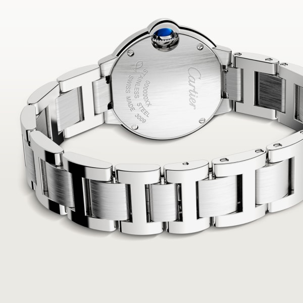 Ballon Bleu de Cartier watch 28mm, quartz movement, steel