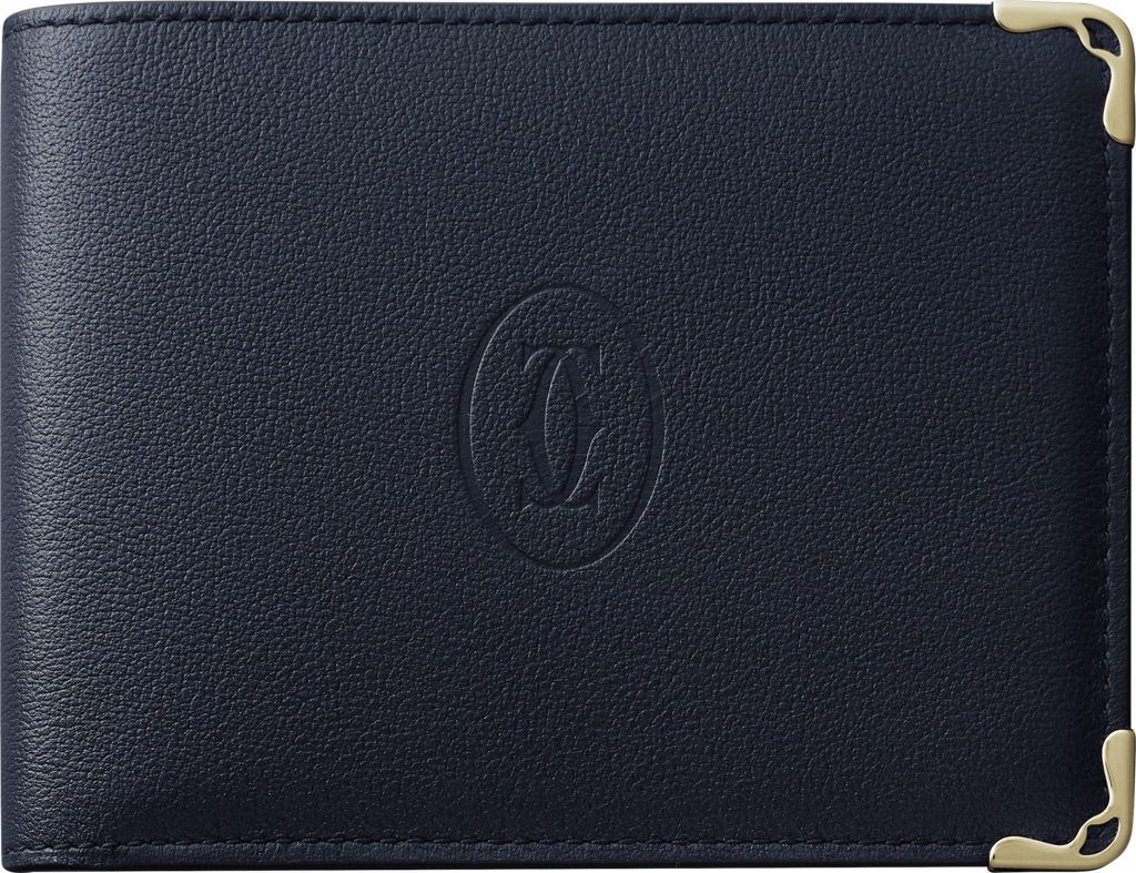 6-Credit Card Wallet, Must de CartierMidnight blue calfskin, gold finish