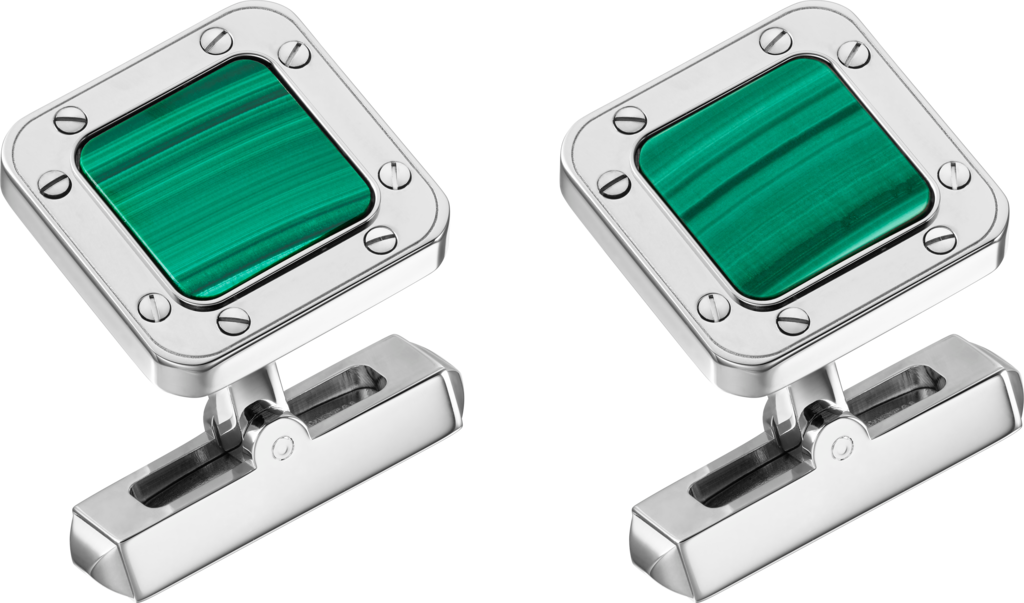 Santos de Cartier cufflinksSterling silver, palladium finish and malachite