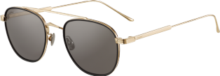 C de Cartier Sunglasses Black composite and smooth golden-finish titanium, grey lenses