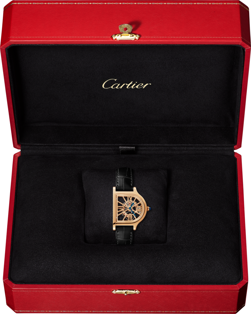 Cloche de Cartier watchLarge model, hand-wound movement, 18K rose gold, leather