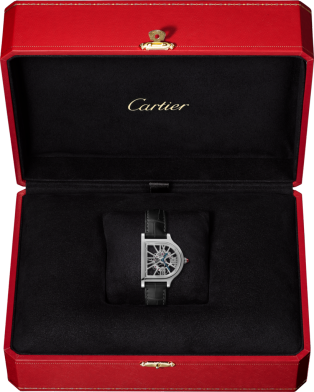 Cloche de Cartier watch Large model, hand-wound movement, platinum (950/1000), leather