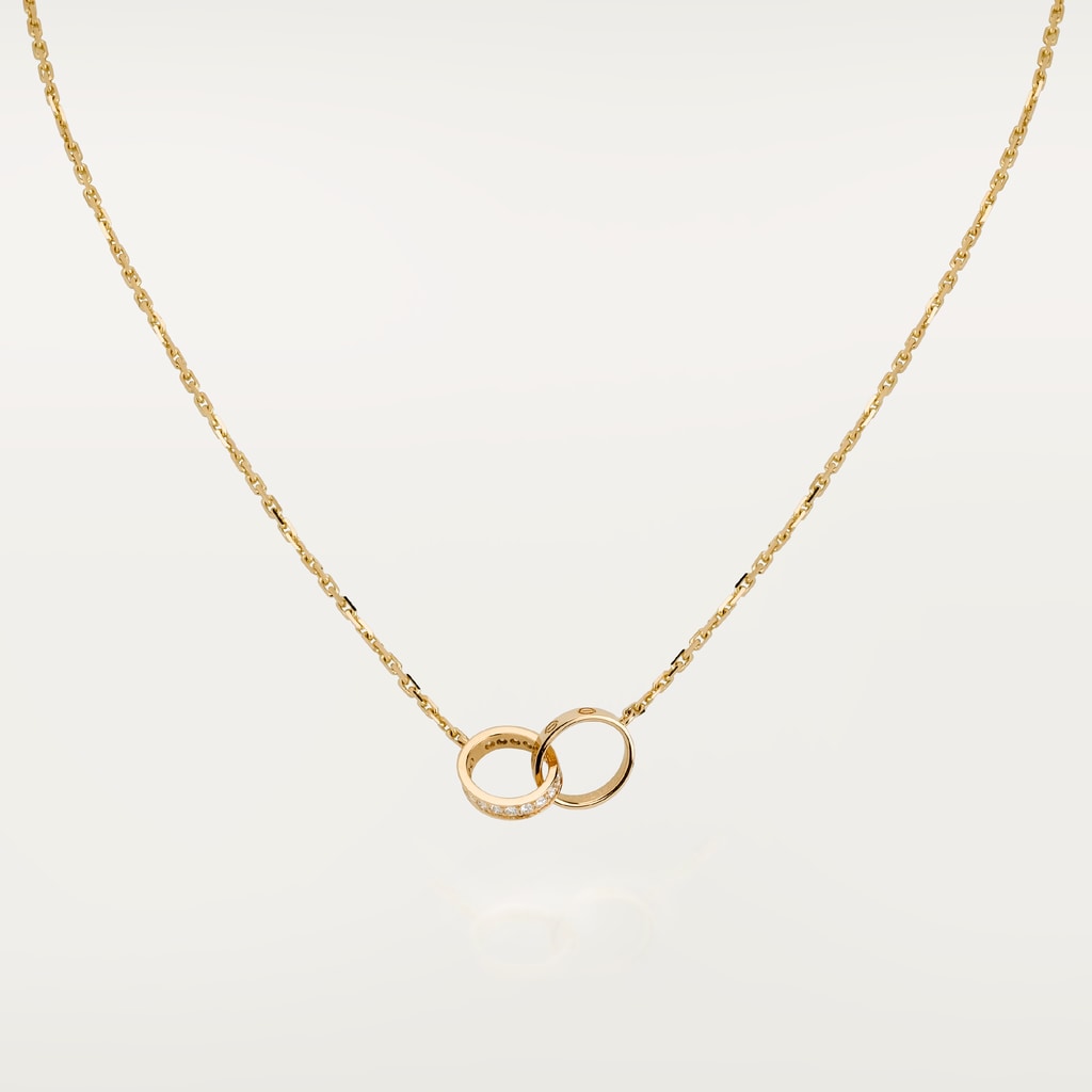 Love necklace, semi-pavedYellow gold, diamonds