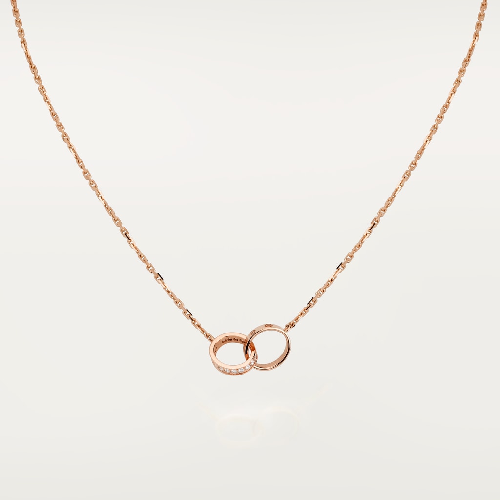 Love necklace, semi-pavedRose gold, diamonds