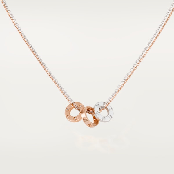 Love necklace, 6 diamonds Rose gold, white gold, diamonds