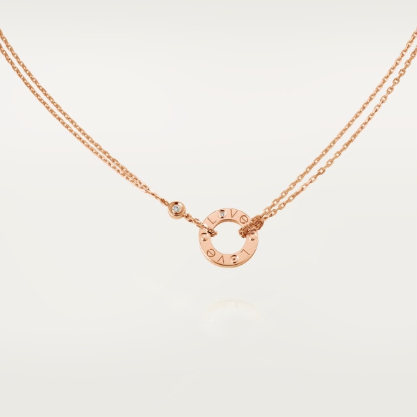 Love necklace, 2 diamonds Rose gold, diamonds.