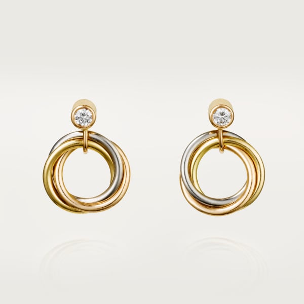 Trinity earrings, brilliant-cut diamonds  White gold, yellow gold, rose gold, diamonds