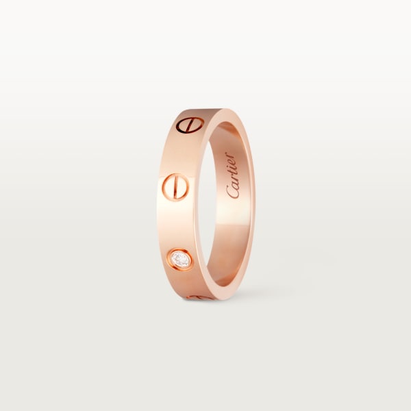 Love ring, small model, 1 diamond Rose gold, diamond