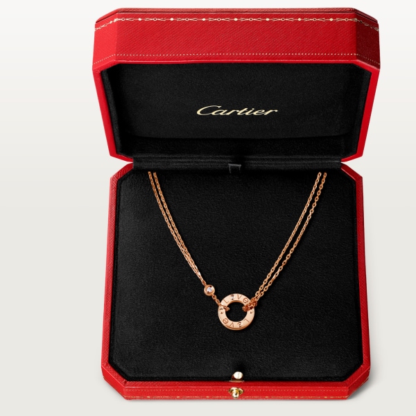 Love necklace, 2 diamonds Rose gold, diamonds.