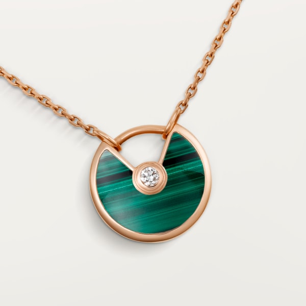 Amulette de Cartier necklace, XS model Rose gold, malachite, diamond